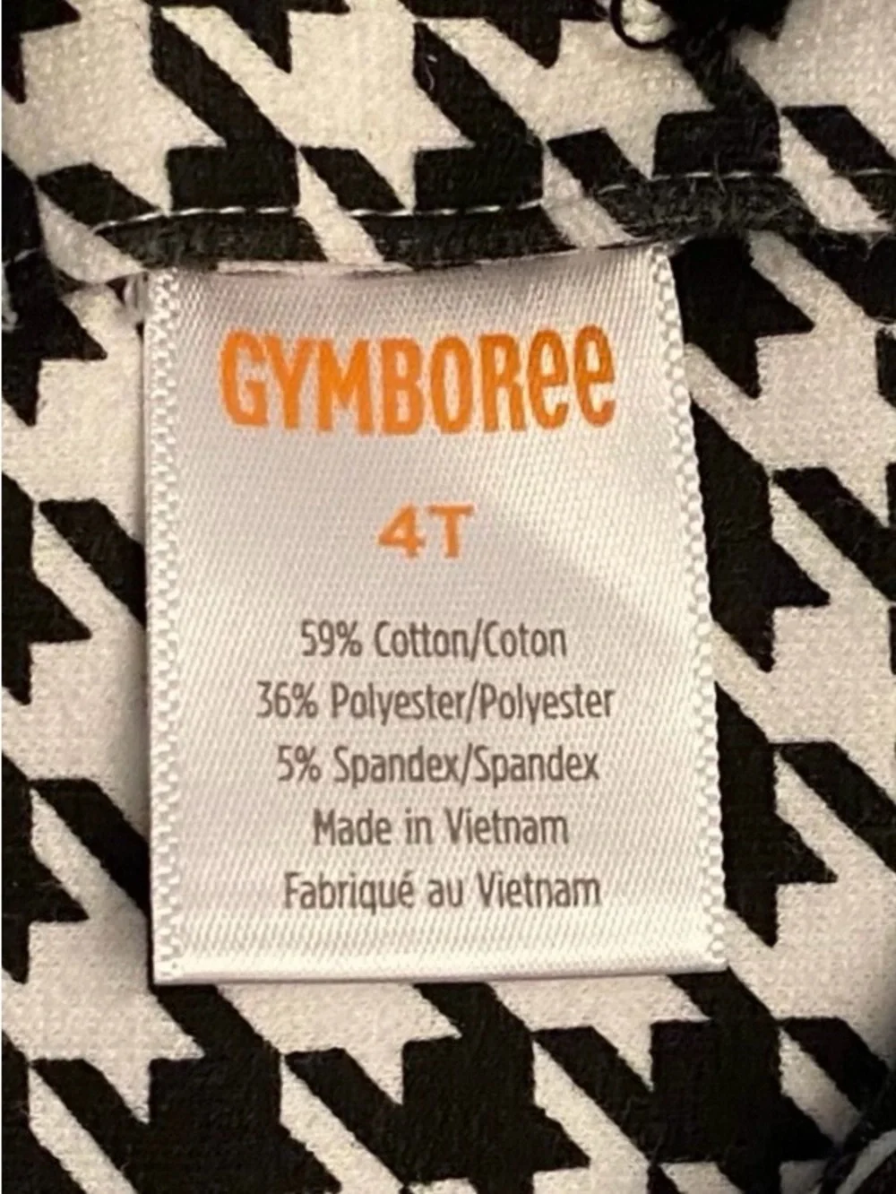 Gymboree Girls ‘London Calling’ Black and White Houndstooth Jumper Size 4T